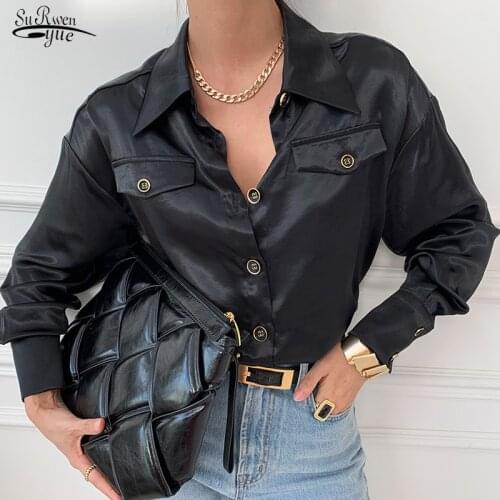Spring New Single-row Button-up Chic Sleeve Shirt Womens Tops Office Lady Long Sleeve White Chiffon Blouse Blusas Mujer 12871