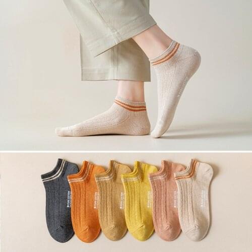 Women Socks Spring Summer 2021 New Fashion Color Short Striped Socks Cotton Women Ankle Socks Casual Breathable High Quality
