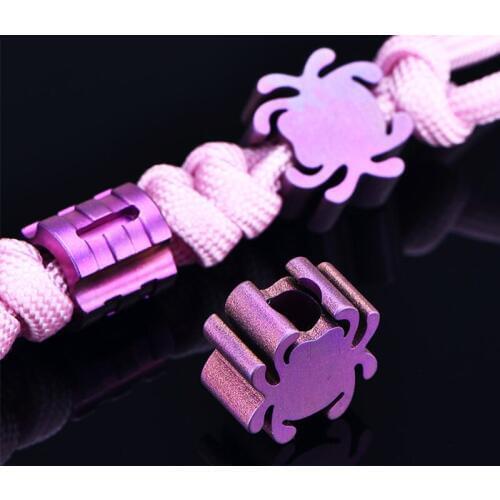 1PC Spider Titanium Alloy Knife Beads Lanyard Pendant Paracord Umbrella Rope Necklace Bracelet DIY Pendant Accessories EDC Tool