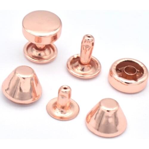10mm Rose Gold Double Cap Rivet Metal Button Round Rapid Rivet Studs for Webbing Purse Bag Handbag Shoes Belts Leather Craft DIY