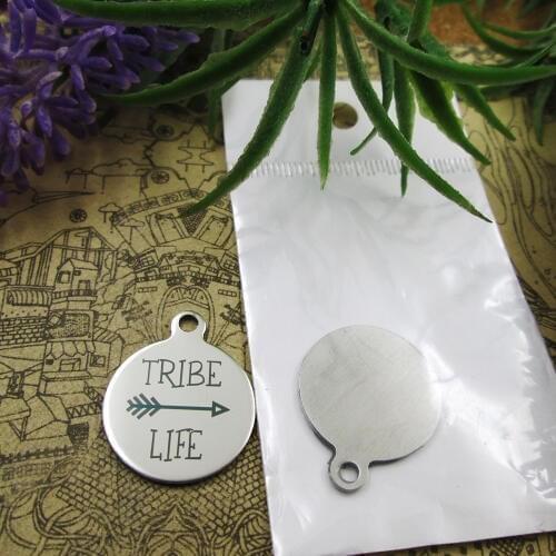 20pcs--"Tribe Life"stainless steel charms 5 styles for choosing DIY Charms for necklace bracelets