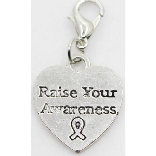 20pcs/lot Raise Your Awareness Cancer Dangle Charms Diy Bracelet&Bangle Jewelry Accessory Hanging Charm