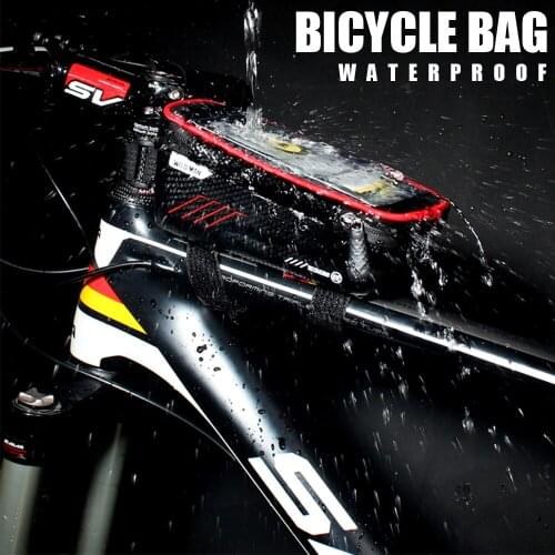 2021New Bicycle Bag Waterproof Touch Screen Cycling Bag Top Front Tube Frame MTB Road Bike Bag 6.5in Phone Case Bike Accessories