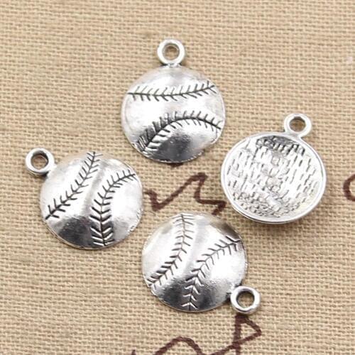 25pcs Charms Baseball 15x15mm Antique Bronze Silver Color Color Bracelets Pendants DIY Handmade Tibetan Making Jewelry