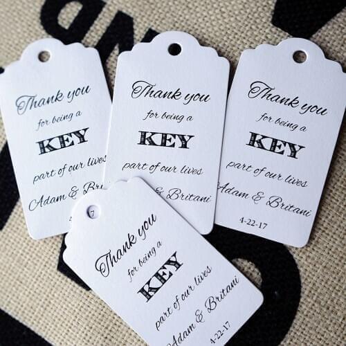 3.5x6.2cm Sleutellabel Customization Kraft/White Paper Label Personalized Bridal Box Gift Candy Wedding Flowers Greetings Tags