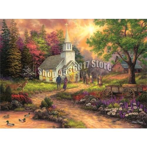 5D Diy Diamond Painting Cross Stitch Spiritual Religious Summer Churches Diamond Embroidery Mosaic Needlework Home Decoration