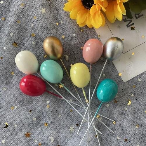8pcs/Set Wedding Decoration Colorful Balloon Cake Topper Baby Shower Birthday Party Balloon Cake Insert Flags Cake Dessert Decor