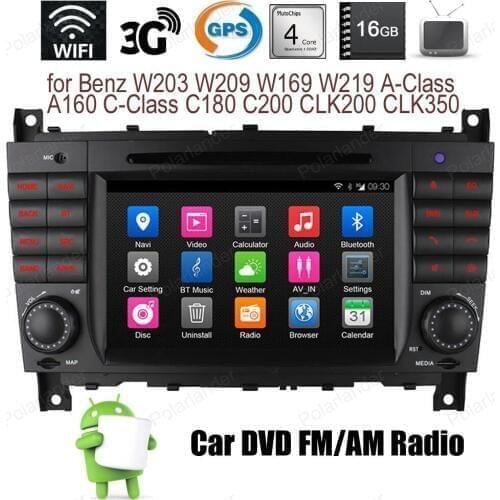 Android4.4 Car DVD touch screen Quad Core Support BT 3G WiFi GPS DTV For Benz W203 W209 W169 W219 A-Class C-Class FM AM radio