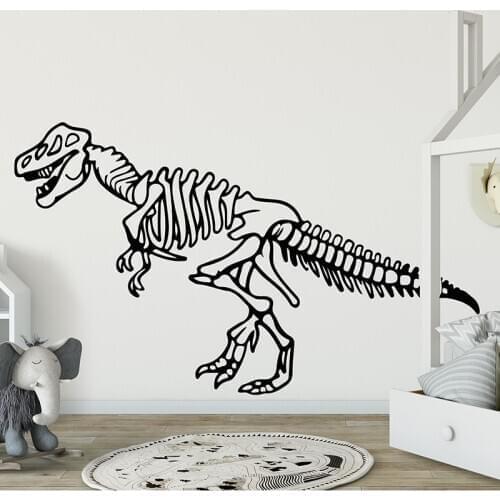 Large Sketon Skull T-Rex Dinosaur Wall Sticker Kids Room Bedroom Cartoon Jurassic Park Dinosaur Skull Wall Decal Living Room