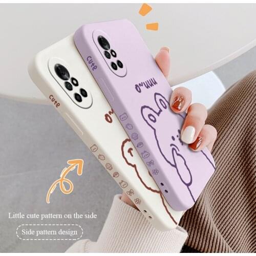 Cute Bunny Bear Phone Case For Huawei Nova8 8Pro 8SE Nova 7 7Pro 7SE 6 6se 5 5Pro 5Z 5I 5Ipro 5T 4 4E Liquid Silicone Cover