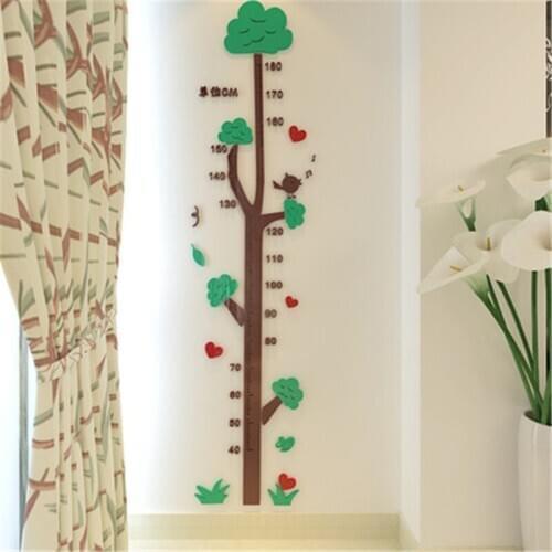Kids Height Measurement 3D Wall Stickers Cartoon Growth Chart adhesive wallpaper Mural baby girl boy room Decoration Art Sticker