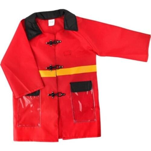 Kids Firefighter Fireman Cosplay Costume Waterproof Jacket Uniforms Clothes Role Play Toy Funny Halloween Party Game Gift F3ME