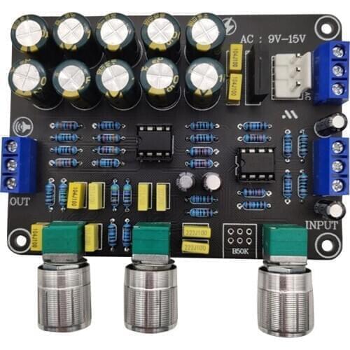 Dual NE5532 Replaceable Tone Preamp Board o Treble Bass Adjustment Equalizer Preamplifier Tone Control Preamplifier