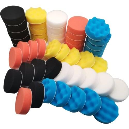 50pcs 3inch Car Polishing Pads Sponge Buffing Cleaning Pad Hand Tool Kit For Auto Care Washing Polisher Foam Automotive Waxing