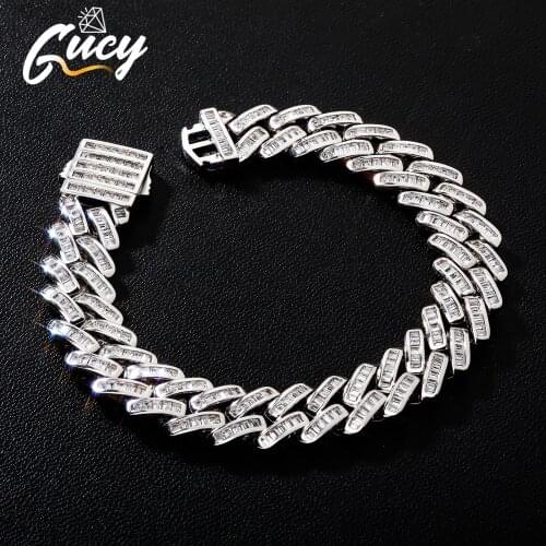GUCY 12MM Iced Out Cuban Link Bracelet Zircon Hip Hop Fashion Punk Chain Bling Bling Jewelry For Gift