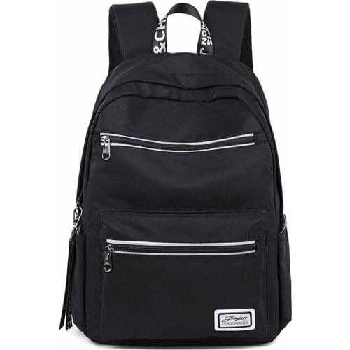 Black Canvas Backpack Women School Bags for Teenage Girls Preppy Style Large Capacity USB Back Pack Rucksack Youth Bagpack 2019