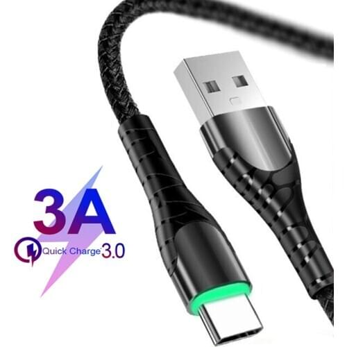 1M 3A Fast Charging LED Lighting Cable Micro USB TypeC Cable USB C Cable Fully Compatible Charger for Samsung Xiaomi Huawei Mate
