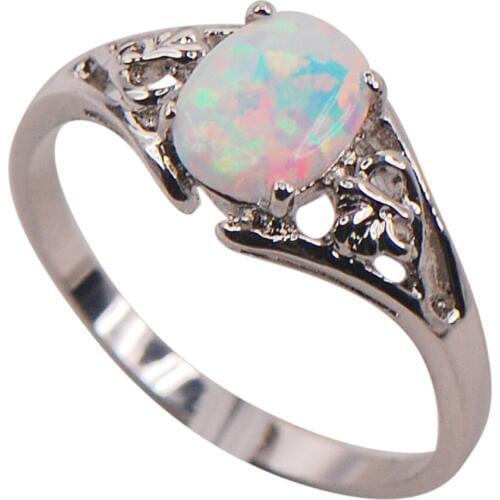Weinuo White Fire Created Opal Ring Stainless Steel Ring Wholesale Retail NO Fading NO Allergies Ring Size 5 6 7 8 9 10 11 1