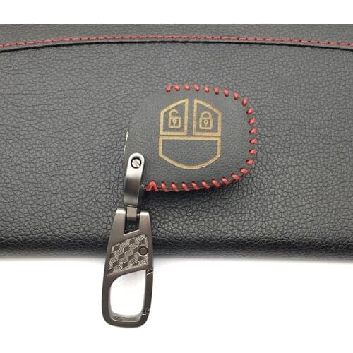 100% Leather Key Cover Case For Suzuki SX4 SWIFT LIANA VITARA JIMNY ALTO IGNIS ESTEEM 2 Buttons Remote Holder FOB Skin Cover