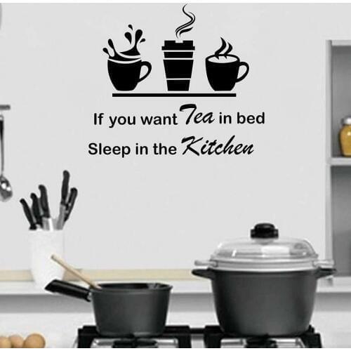 Kitchen Quotes Wall Sticker With Tea Cups Drink Words Vinyl Art Decal Interior Decor For Dining Room Cafe Creative Mural M750