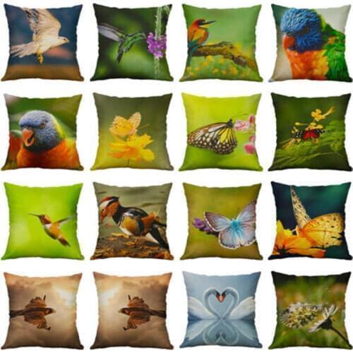 Linen 18" Sofa Animal Home Throw Pillow Decor Bird Cover Case Cushion Cotton