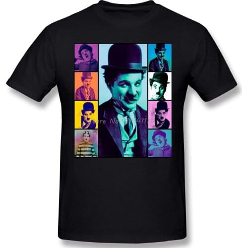 Chaplin Comic Actor Individuality T-Shirt Charlie Smiles Men Cotton Tees Harajuku Streetwear