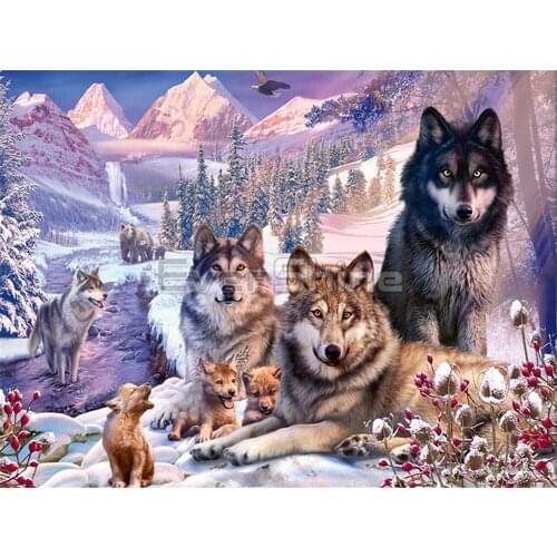 Animal Landscape Scenery Printed Canvas Cross Stitch DIY Embroidery 11CT Kits Craft Needlework Set Cotton Thread Home Decor Gift