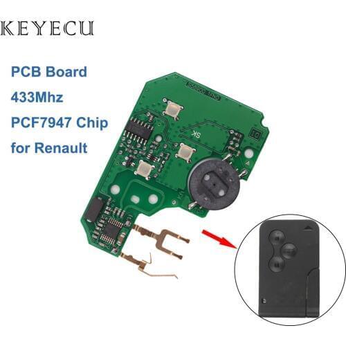 Keyecu New Replacement Remote PCB Board 433Mhz PCF7947 Chip for Renault Megane Scenic 2003 2004 2005 2006 2007 2008 (No Shell)