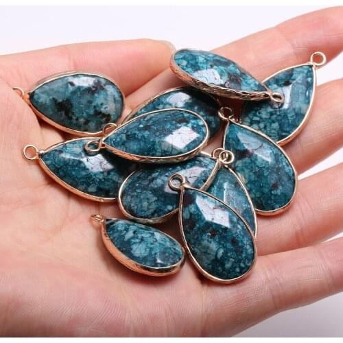 New Natural Stone Pendant Drop-shaped Lapis Lazulis Faceted Pendant Necklace For DIY Jewelry Best Birthday Gift Size 13x23mm