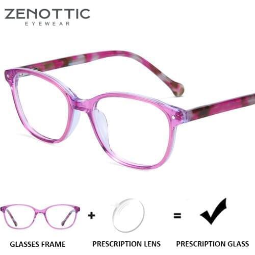 ZENOTTIC Purple Acetate Prescription Glasses Girls Anti-Blue-Ray Transparent Optical Eyeglasses Child Myopia Clear Eyewear Frame
