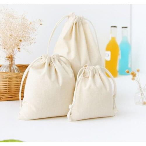 Soild Color Cotton Bag Gift Candy Tea Drawstring Pouch Storage Bags Organizer Buggy Bag Holder Container Hop-Pocket Lightweight