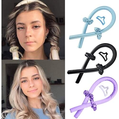 Heatless Curling Rod Headband For Women Foam Sponge Big Wave Curler Hair Accessories Hairband Hair Claw Scrunchies Set Headwear