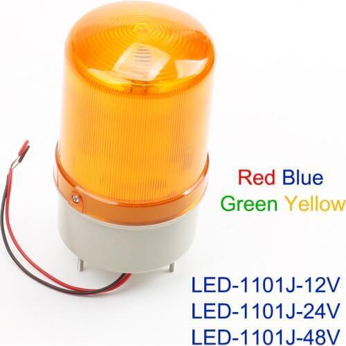DC 12V 24V 48V LED-1101J Red Yellow Green Blue Warning Light lamp Siren Sound and Rotating Industrial Warning with buzzer