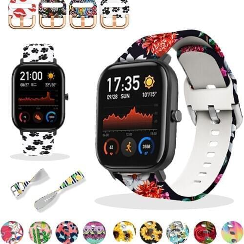 Silicone printing Wrist Band for Huami Amazfit GTS GTR 42mm Bracelet 20mm Strap for Huami Amazfit Bip/Huawei 2 Sport Watch Band