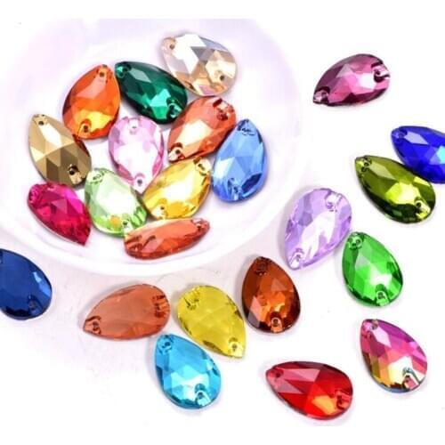 Teardrop Glass Crystal Strass Sew On Rhinestones High Quality Flatback Sewing On Stone Droplet For Garment Fabric ZZ051