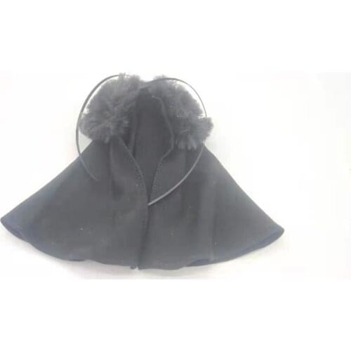 [11cm length]1:12 Black short Cape Cloak With Fur collar F Bandai SHF figma Body