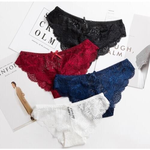 6 Pcs/set Sexy Panties Woman Lace Briefs Transparent Female Underwear Hollow Out Cotton Crotch Girls Underpants Dropshipping