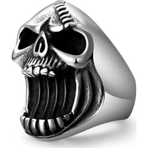 Creative Punk Bottle Opener Ring for Men Fashion Silver Color Skull Head Male Index Finger Ring European And American Jewelry