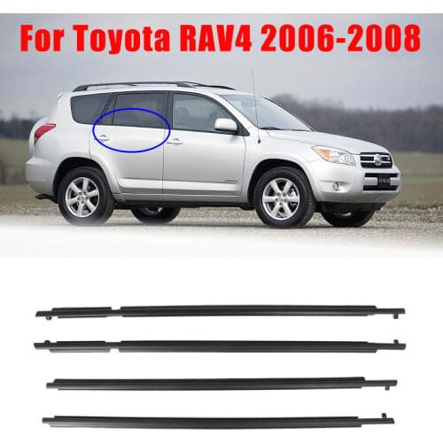 4Pcs Car Outer Window Glass Seal Belt Trim Sealing Strips Rubber Weatherstrip for Toyota RAV4 2006 2007 2008 Window Glass Seal