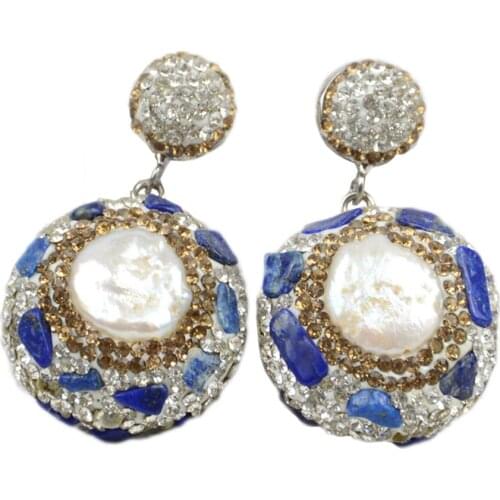 Zircon Lapis Lazuli Dangle Earrings for Women Fashion Jewelry Statement Rhinestone Crystal Drop Earring Wedding Party Gifts