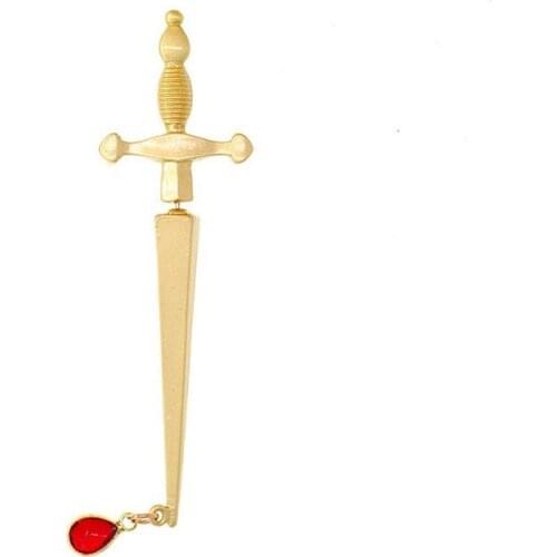 Gold Colour Silver Colour Sword Earrings Go Through Ear Stud Weird Quirky Korean Cool Unisex Dagger Weapon Long Jewelry Women