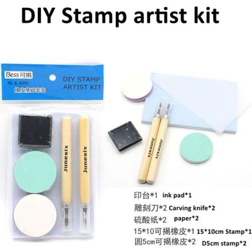 1 set Professional Engraving Rubber Stamp DIY Stamp artist kit Rubber Brick for Scrapbooking
