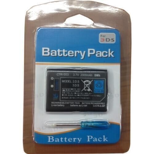 50 pcs a lot 3.7V 2000mAh Rechargeable Li-ion Battery + Tool Kit Package for 3DS