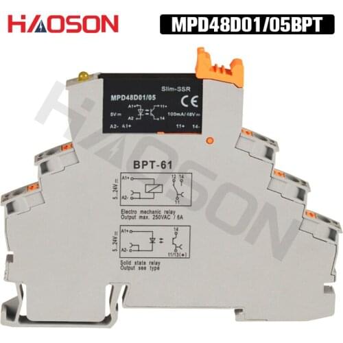 10pcs MPD48D01BPTAuto Plug-in Spring Voltage Relay Module & Board 5V 24V DC In 48VDC 1A Out DC DC SSR Solid State Relay Din Rail