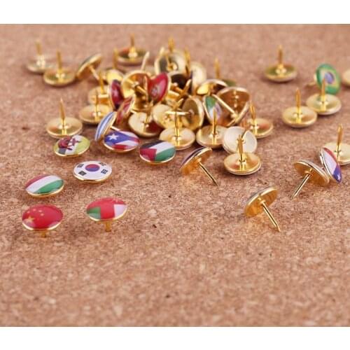 CPDD 100pcs/box Map Tacks National Flag Glue Thumbtack Push Pins Notice Board Markers Office School Supply
