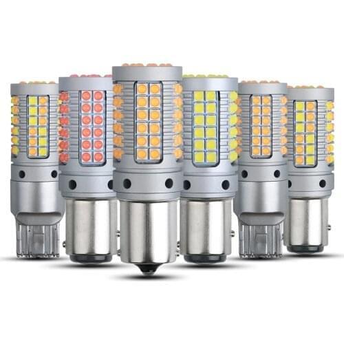 2PCSCanbus 1156 BA15S P21W T20 7440 7443 Car Led Light 69SMD Auto Brake Lights Turn Signal Bulb white red yellow 12V Features