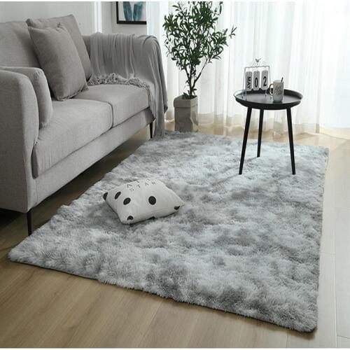 2020 New Long hairl tie-dye carpet living room bedroom mat Nordic minimalist sofa bedside carpet coffee table silk floor rug