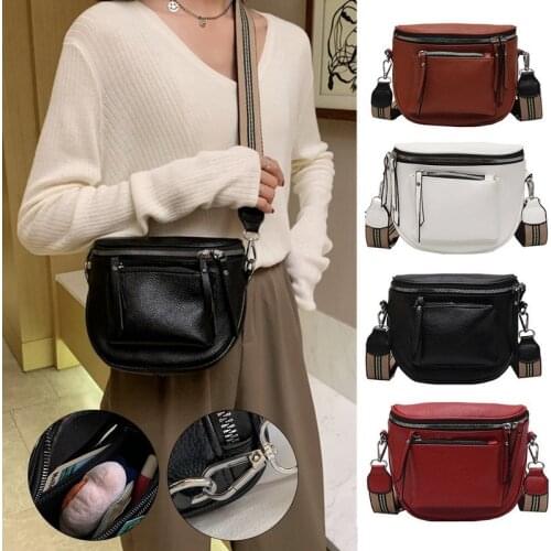 2021 Designer Crossbody Bag Pu Leather Soft Messenger Bags for Lady Zipper Wide Shoulder Strap Mini Retro Woman Bag Female Bags