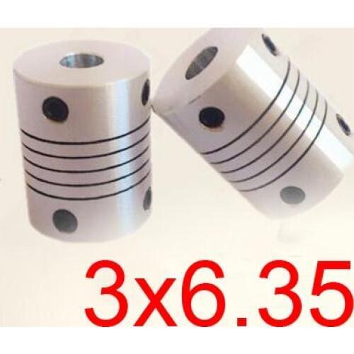 30pcs/lot 3x6.35 CNC Motor Jaw Shaft Coupler screw encoder 3mm to 6.35mm 3 to 6.35 Flexible Coupling 19mm OD 25mm length