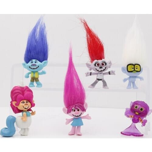 6pcs/lot 6cm PVC Trolls Anime action & toy figures Kids